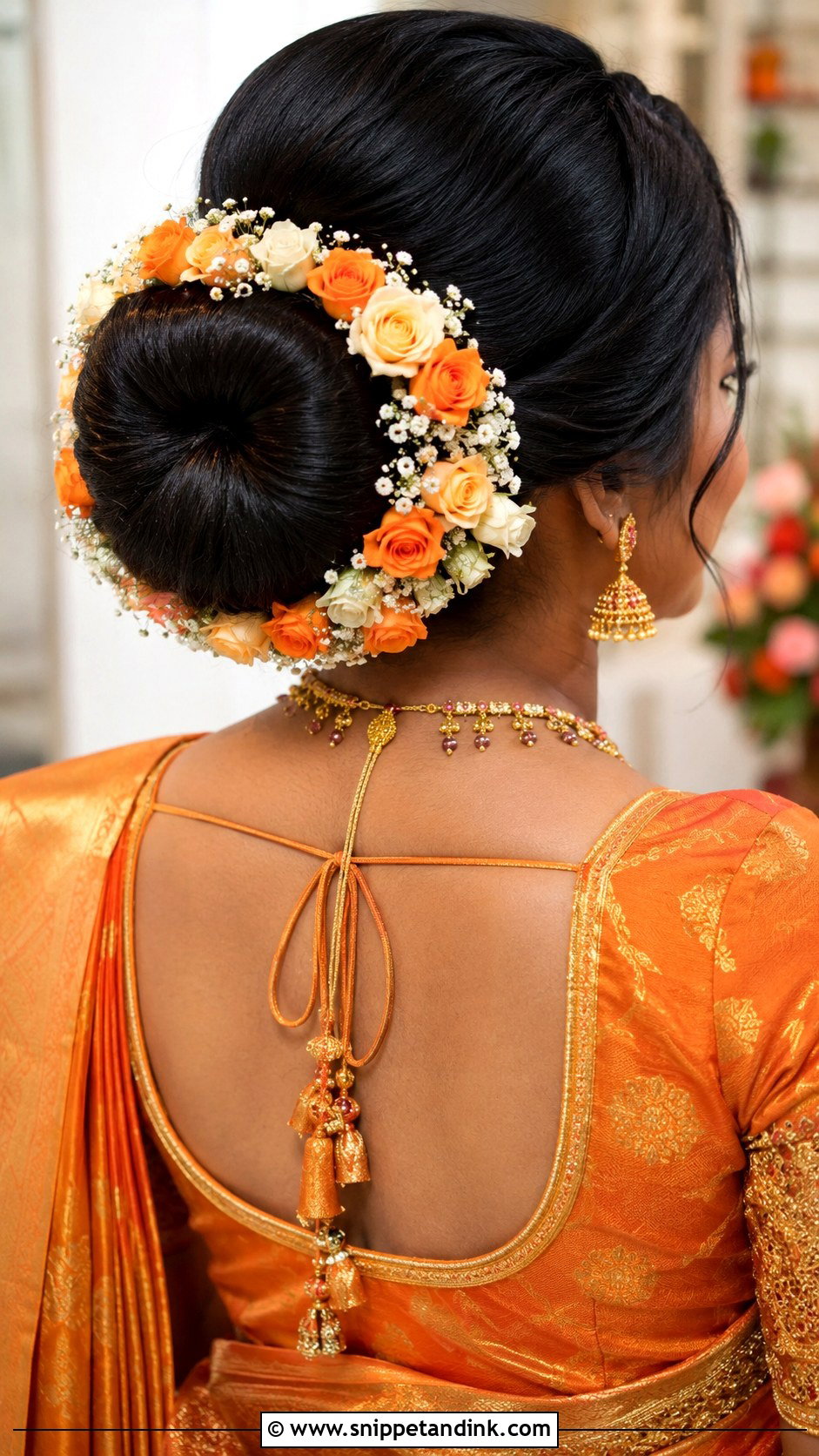 Donut Bun With Flowers - Snippet and Ink - 25 Indian Bun Hairstyles for Wedding