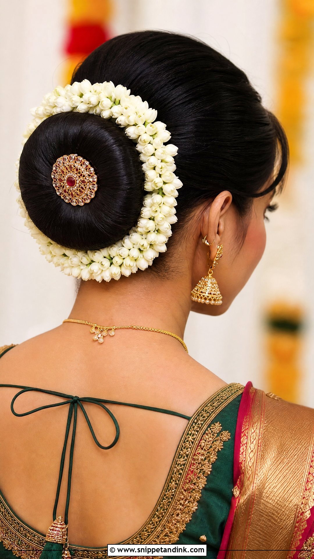 Donut Bun With Gajra - Snippet and Ink - 20 Hair Gajra Ideas