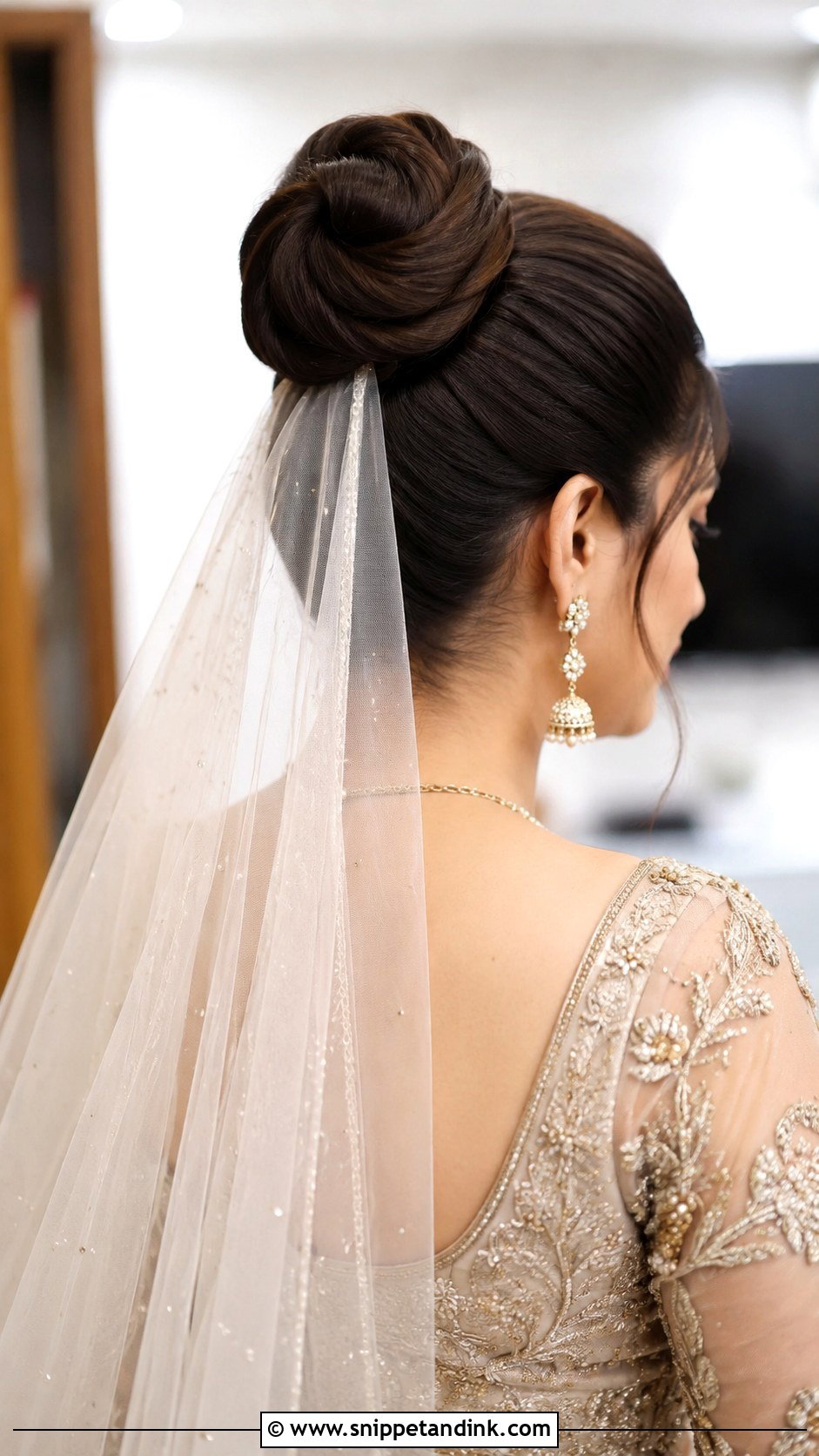 Donut Bun With Veil - Snippet and Ink - 30 Indian Bridal Bun Hairstyles