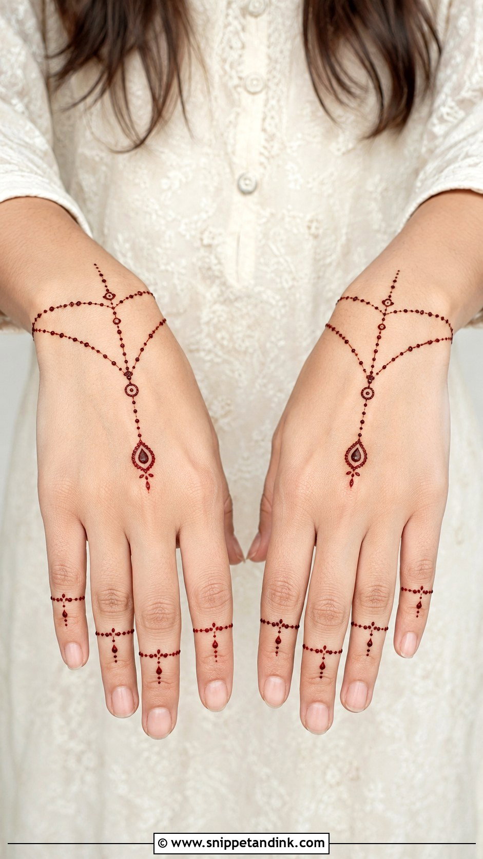 Dot Chain Back Hand Mehndi Design - Snippet and Ink - 30 Modern Minimal Back Hand Mehndi Designs