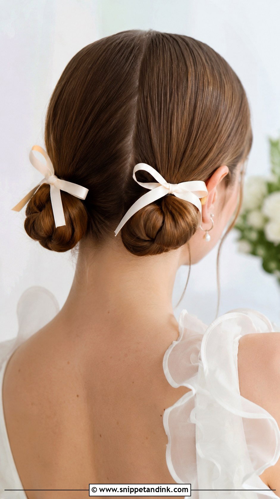 Double Bow Pigtail Updo - Snippet and Ink - 20 Wedding Hair with Bow Ideas