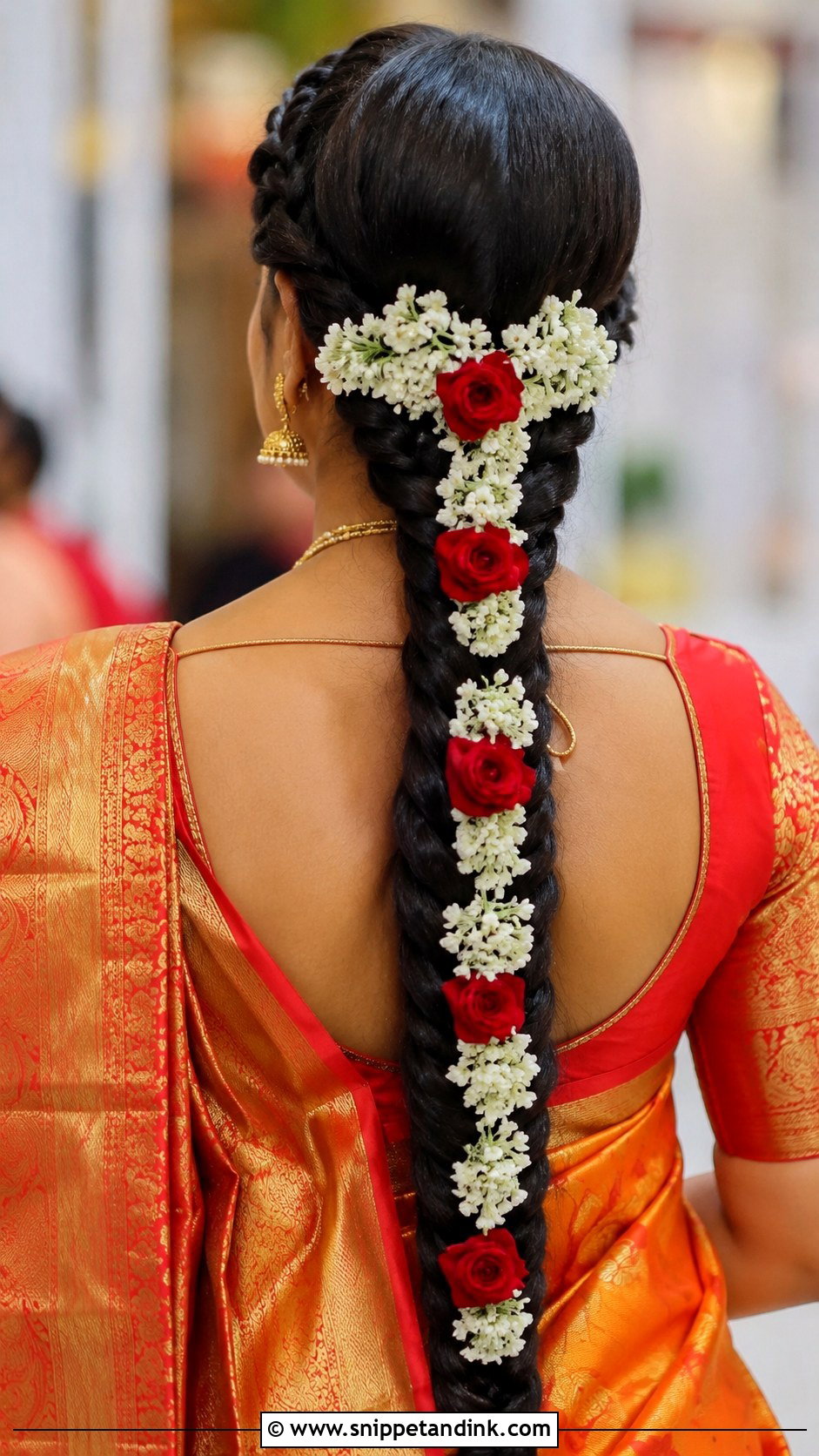 Double Braid With Flowers - Snippet and Ink - 35 South Indian Wedding Hairstyles