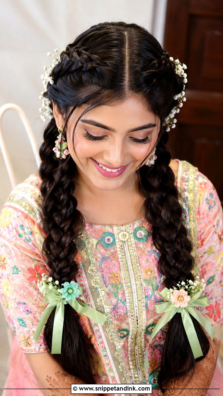 Double Braided Pigtails - Snippet and Ink - 25 Dholki Hairstyles