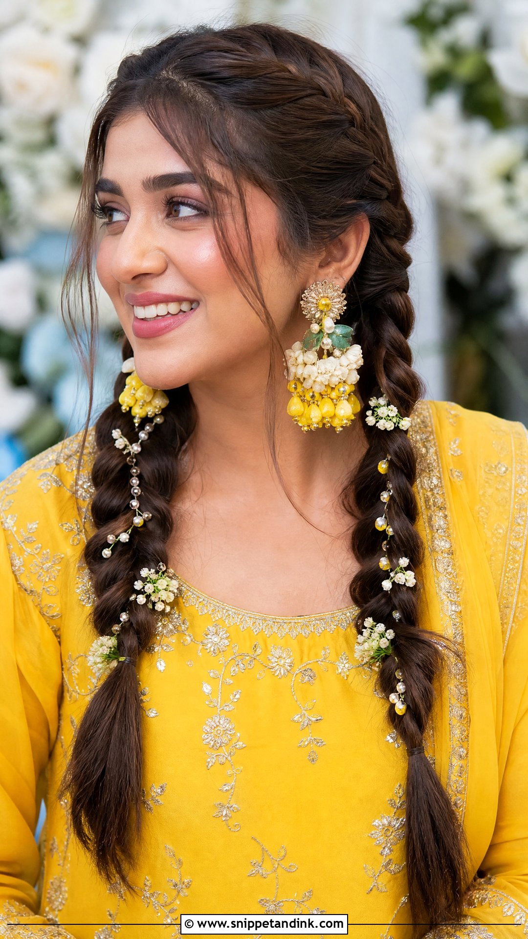 Double Braids for Mehndi Bride - Snippet and Ink - 20 Bridal Mehndi Hairstyles