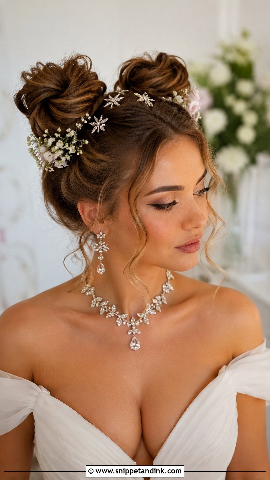 Double Bun for Trendy Brides - Snippet and Ink - 30 Bridal Bun Hairstyles