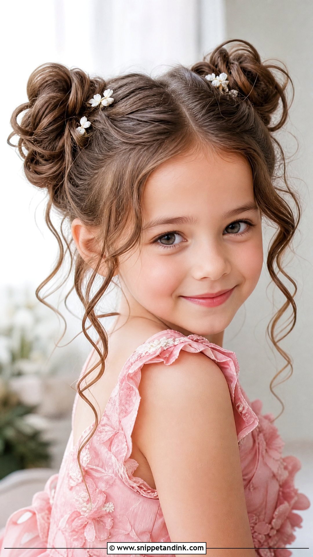 Double Buns With Curls - Snippet and Ink - 20 Wedding Hairstyles for Girls
