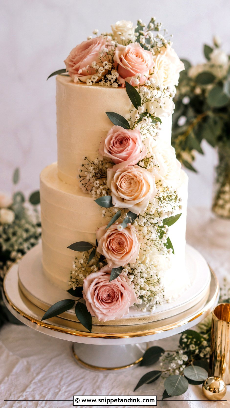Double Decker Wedding Cake With Roses - Snippet and Ink - 20 Double Decker Cake Design Ideas for Wedding