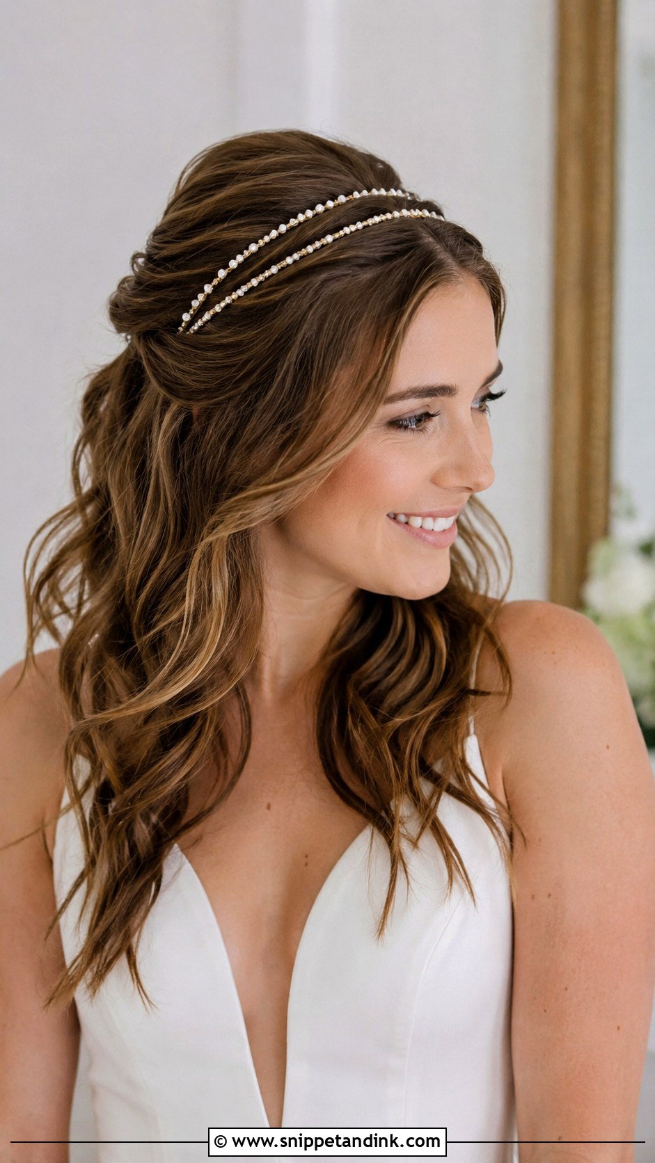 Double Headband With Half Up Style - Snippet and Ink - 25 Wedding Hair with Headband Ideas