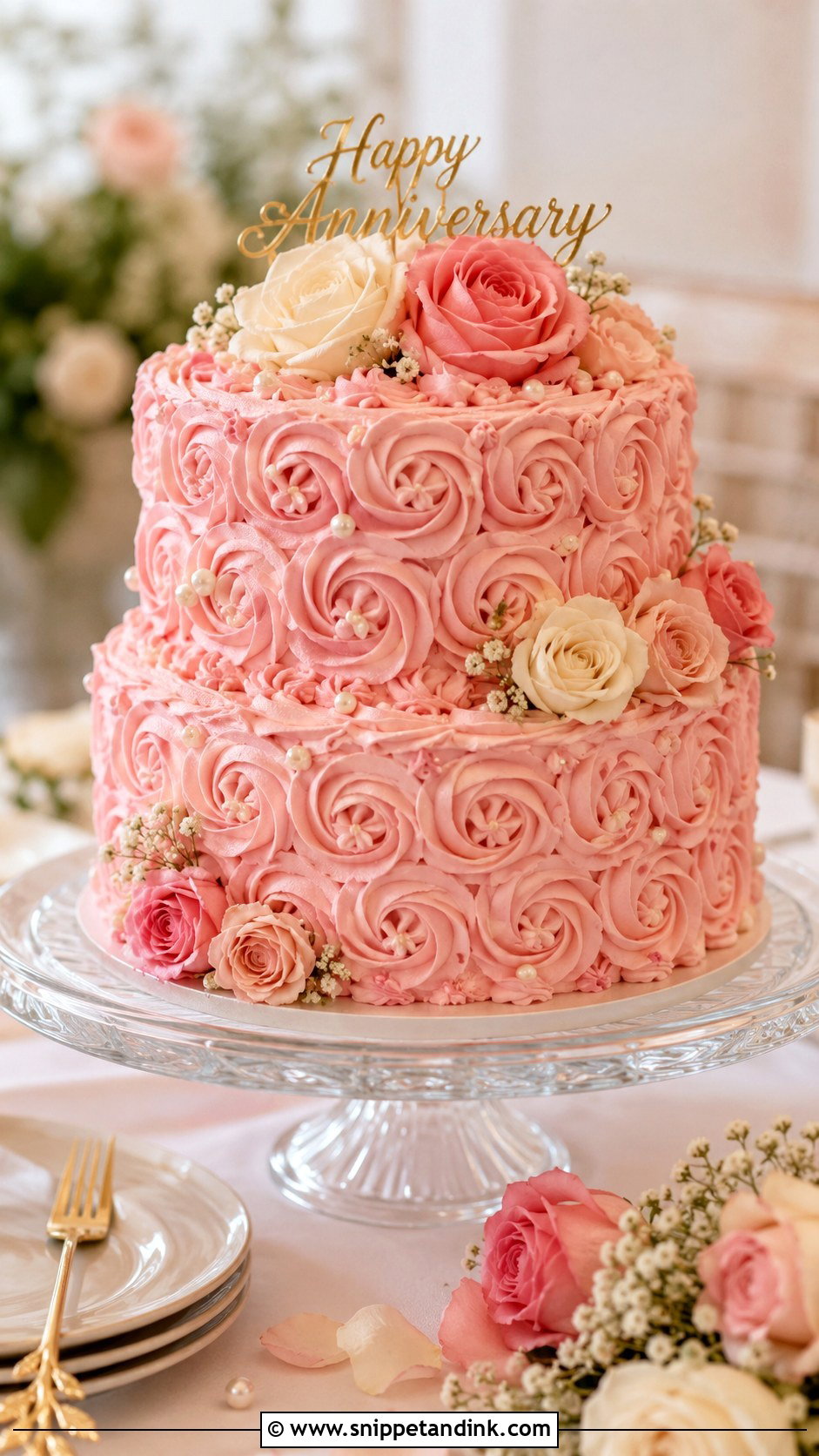 Double Layer Anniversary Cake With Buttercream Roses - Snippet and Ink - 20 Double Layer Anniversary Cake Ideas