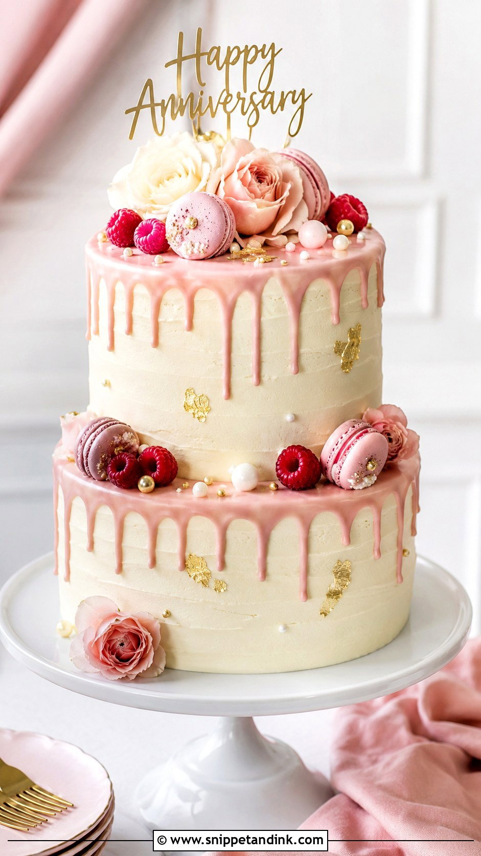 Double Layer Anniversary Cake With Drip Icing - Snippet and Ink - 20 Double Layer Anniversary Cake Ideas