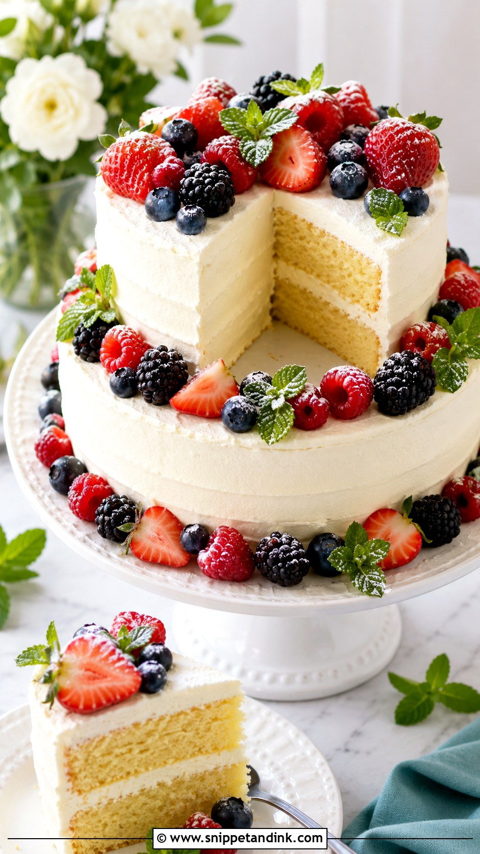Double Layer Anniversary Cake With Fresh Berries - Snippet and Ink - 20 Double Layer Anniversary Cake Ideas