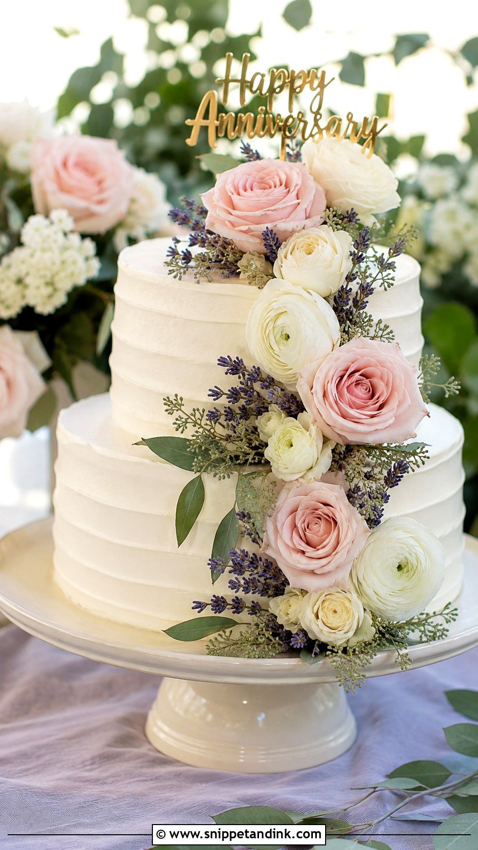 Double Layer Anniversary Cake With Fresh Flowers - Snippet and Ink - 20 Double Layer Anniversary Cake Ideas