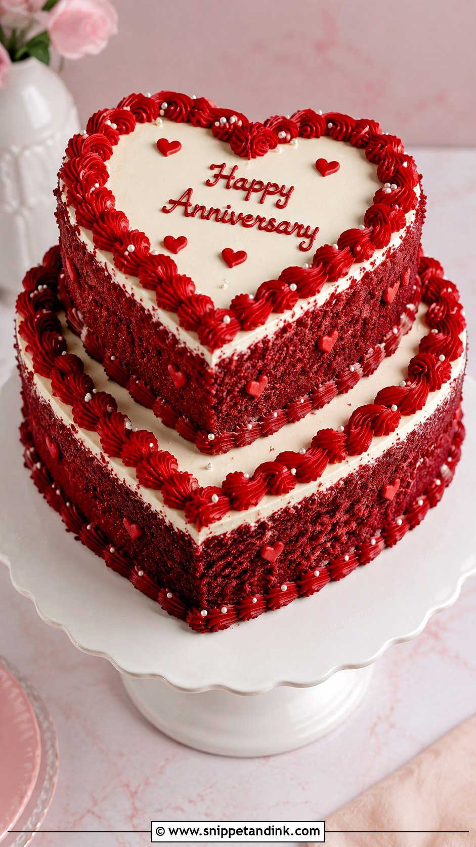 Double Layer Anniversary Cake With Heart Shape - Snippet and Ink - 20 Double Layer Anniversary Cake Ideas