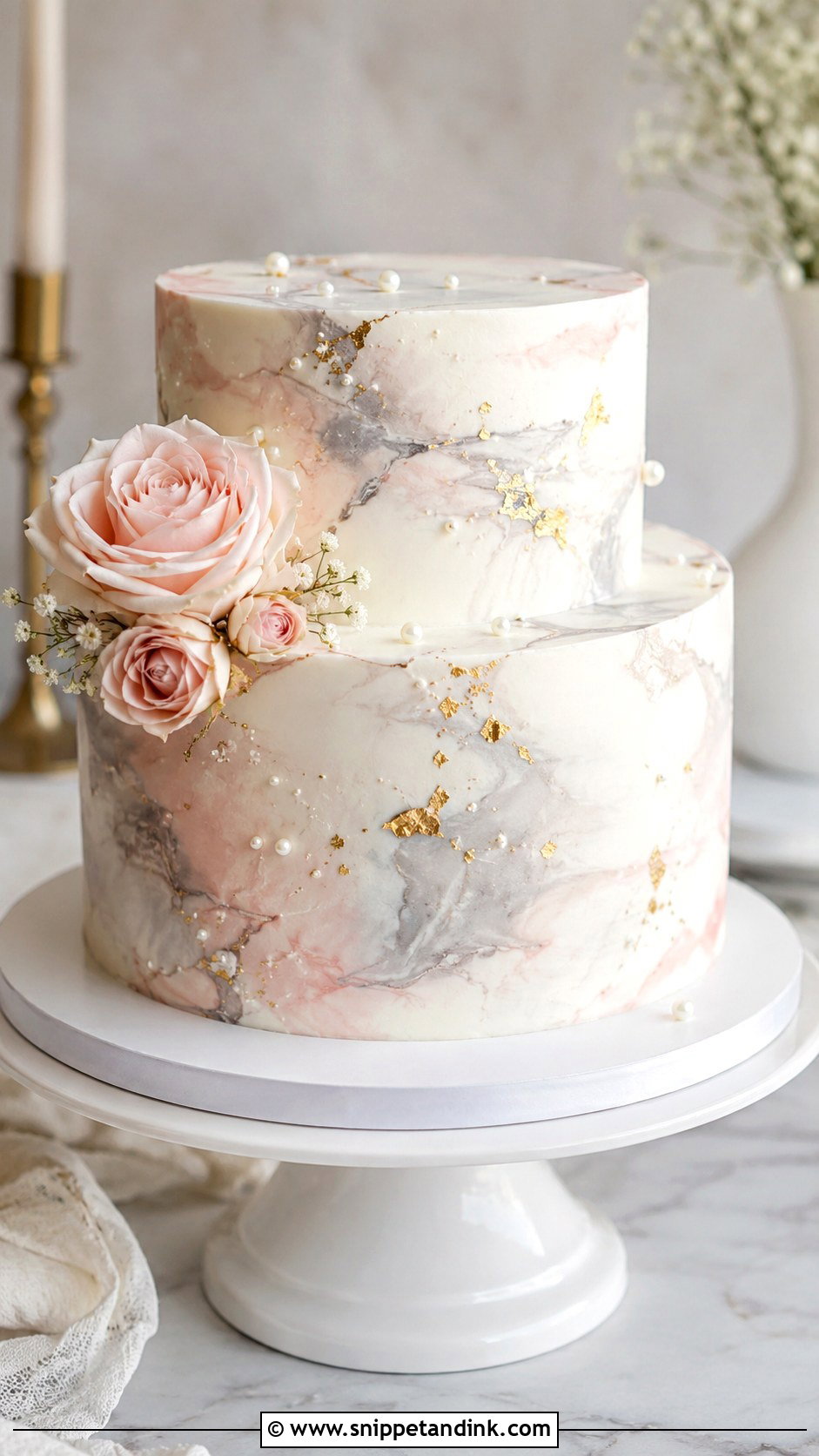 Double Layer Anniversary Cake With Marble Frosting - Snippet and Ink - 20 Double Layer Anniversary Cake Ideas