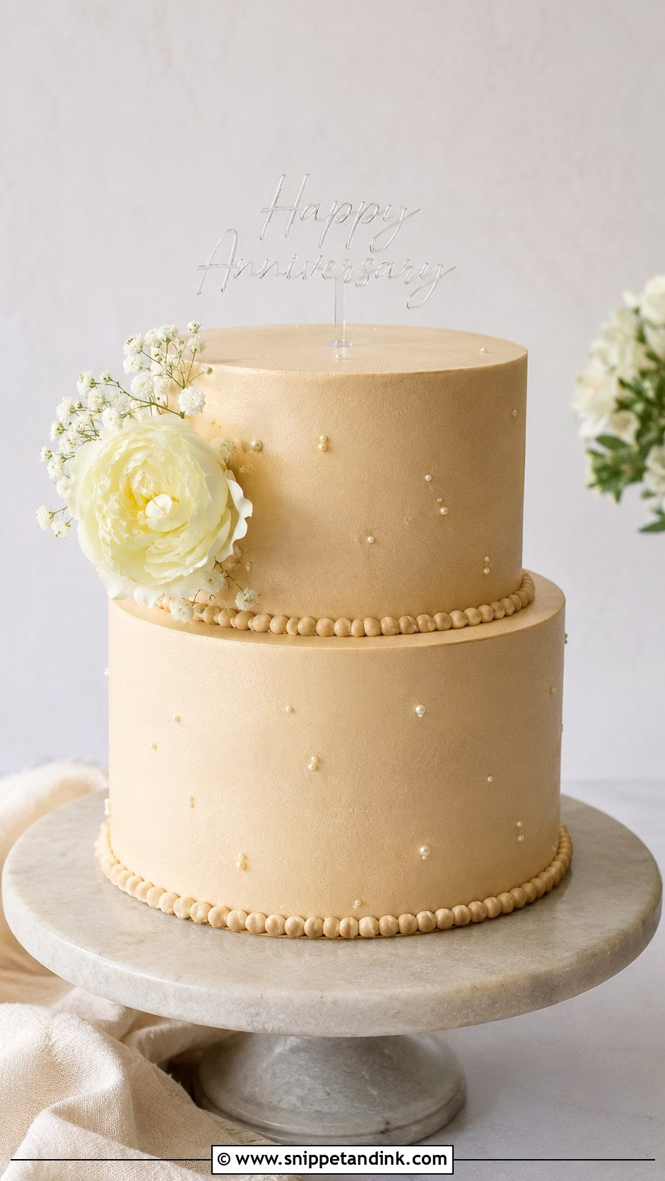 Double Layer Anniversary Cake With Minimal Topper - Snippet and Ink - 20 Double Layer Anniversary Cake Ideas