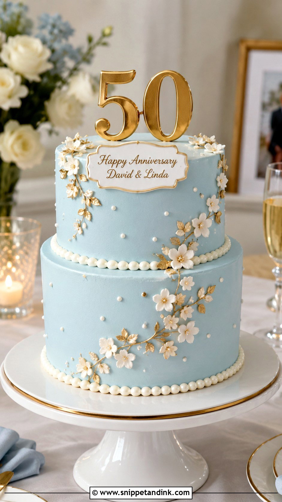 Double Layer Anniversary Cake With Number Topper - Snippet and Ink - 20 Double Layer Anniversary Cake Ideas