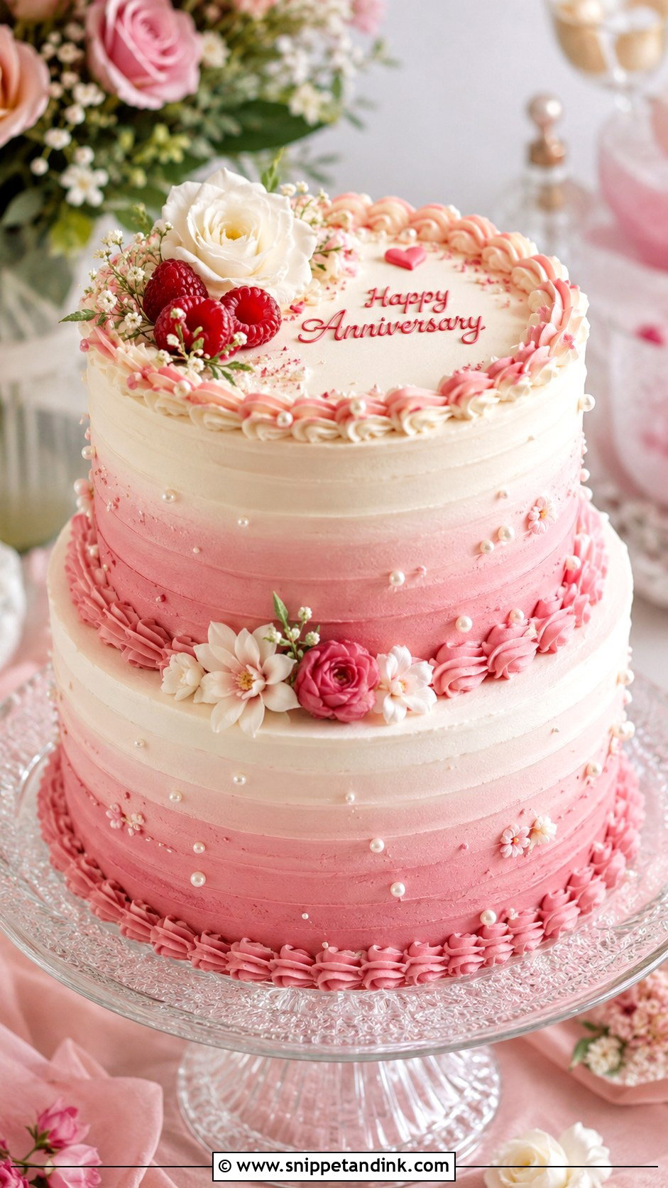 Double Layer Anniversary Cake With Ombre Frosting - Snippet and Ink - 20 Double Layer Anniversary Cake Ideas