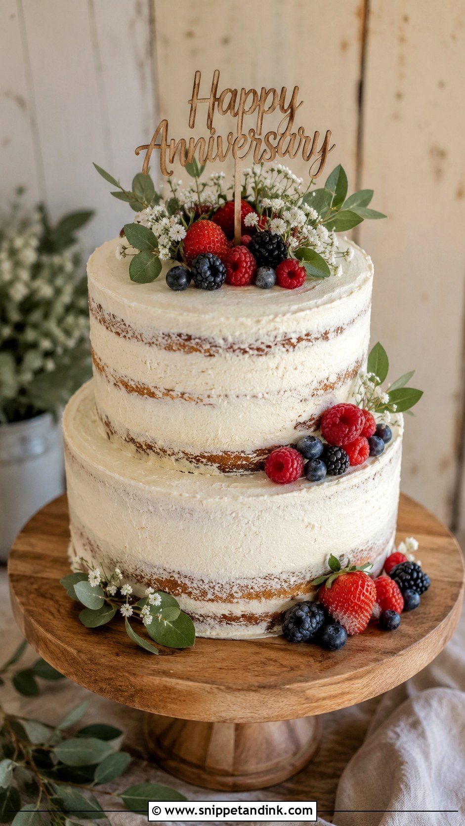 Double Layer Anniversary Cake With Rustic Buttercream - Snippet and Ink - 20 Double Layer Anniversary Cake Ideas