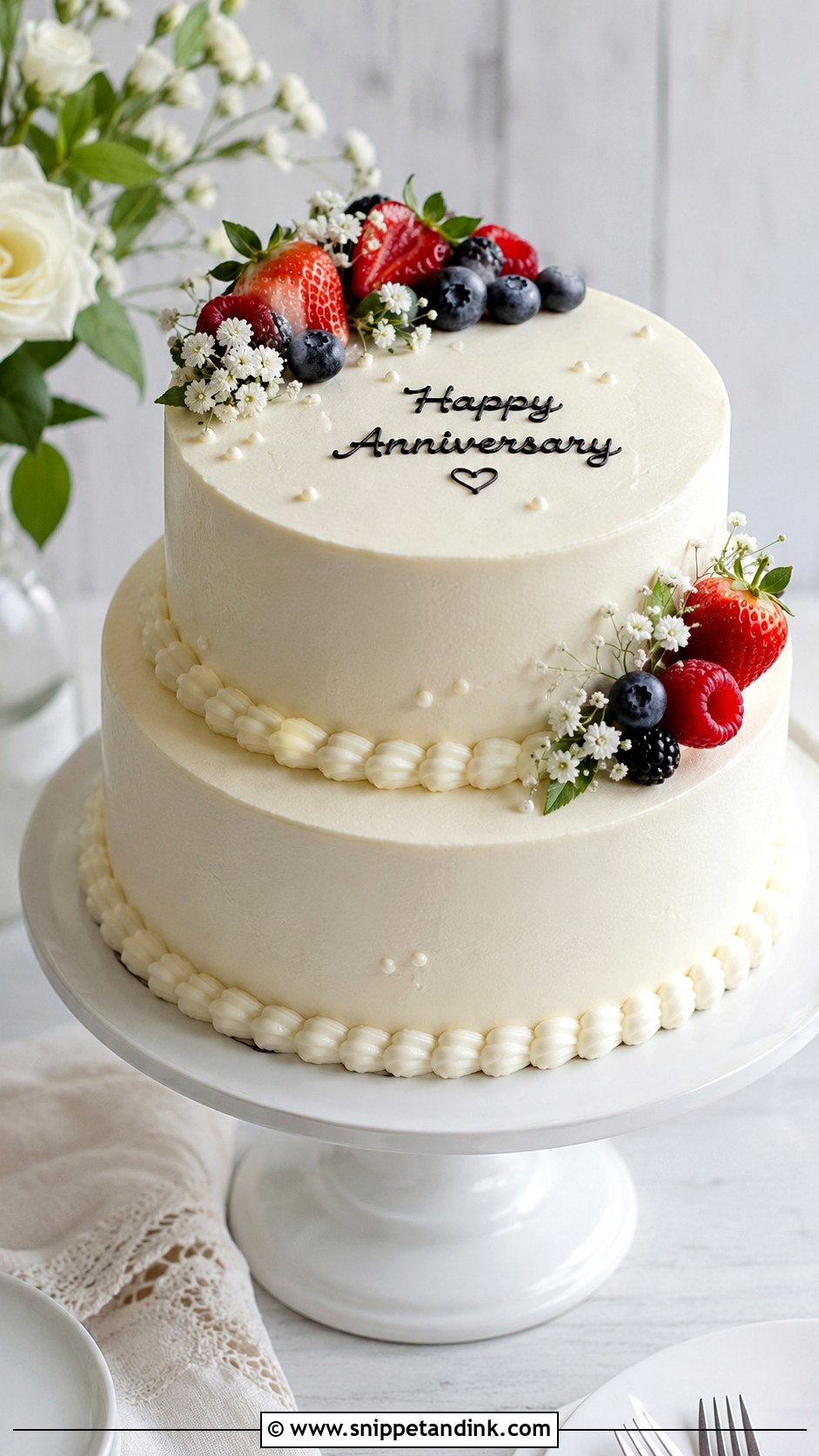 Double Layer Anniversary Cake With White Buttercream - Snippet and Ink - 20 Double Layer Anniversary Cake Ideas