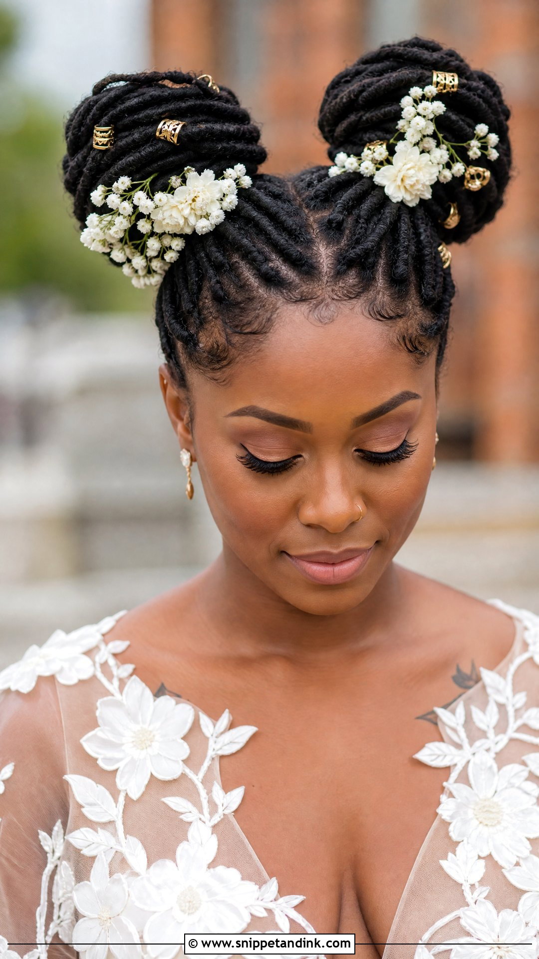 Double Loc Buns - Snippet and Ink - 30 Dreadlock Wedding Hairstyles