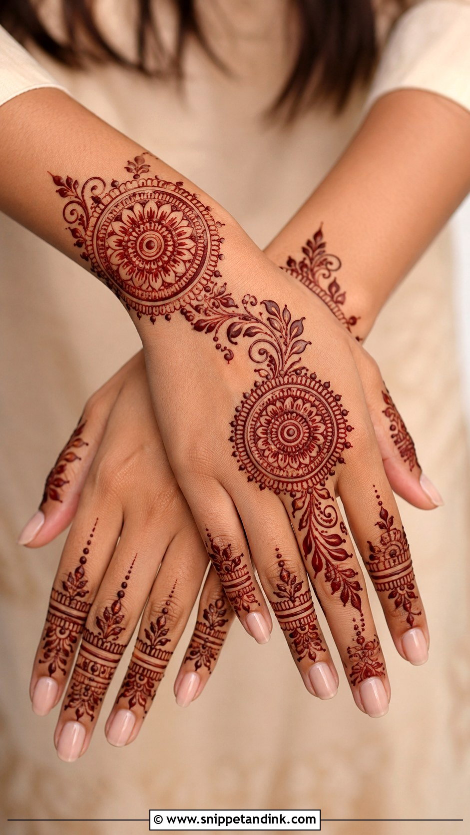 Double Round Mehndi Design For Back Hand - Snippet and Ink - 35 Round Mehndi Design Ideas