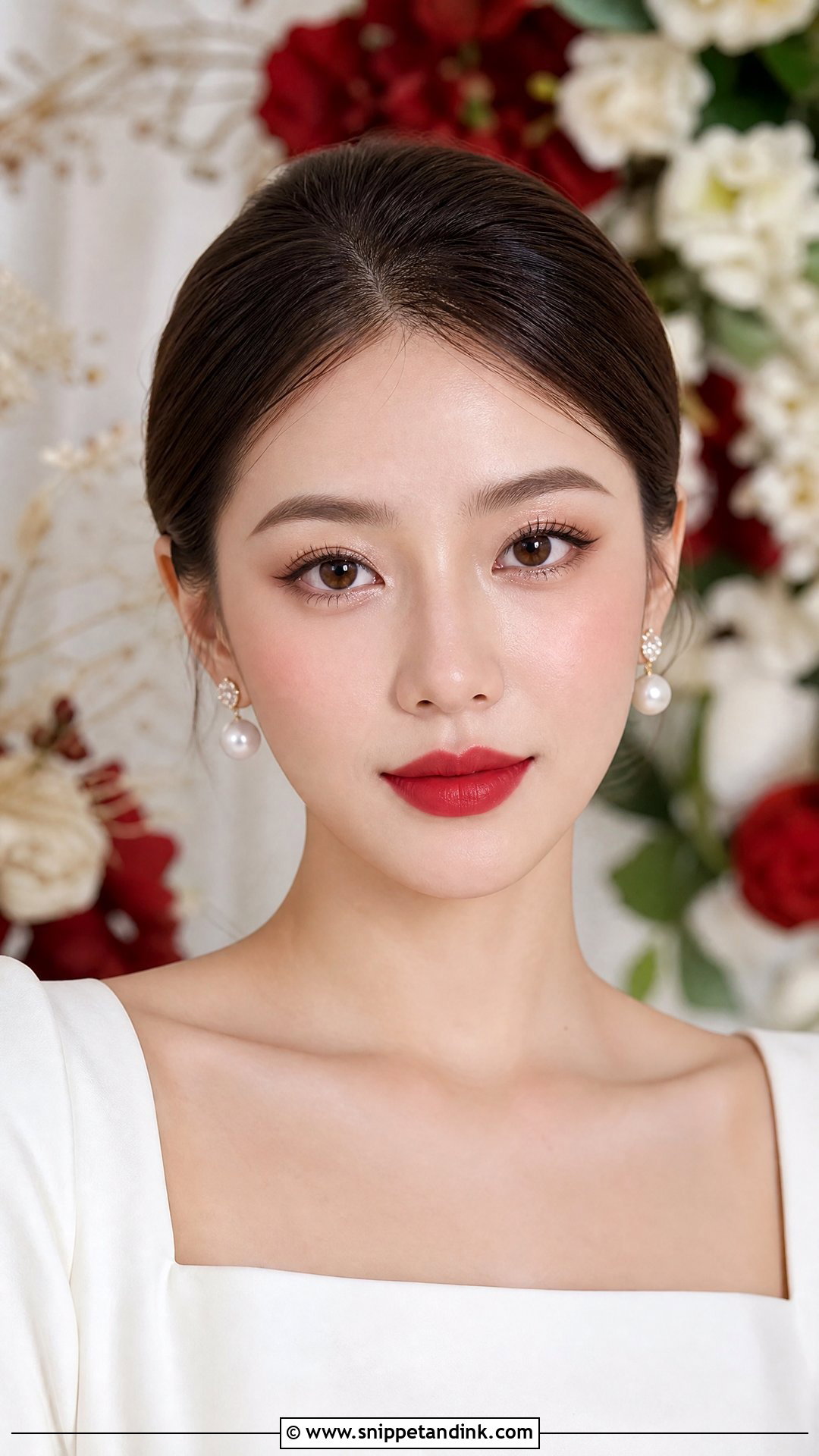 Douyin Wedding Makeup With Red Lip - Snippet and Ink - 20 Douyin Wedding Makeup Ideas