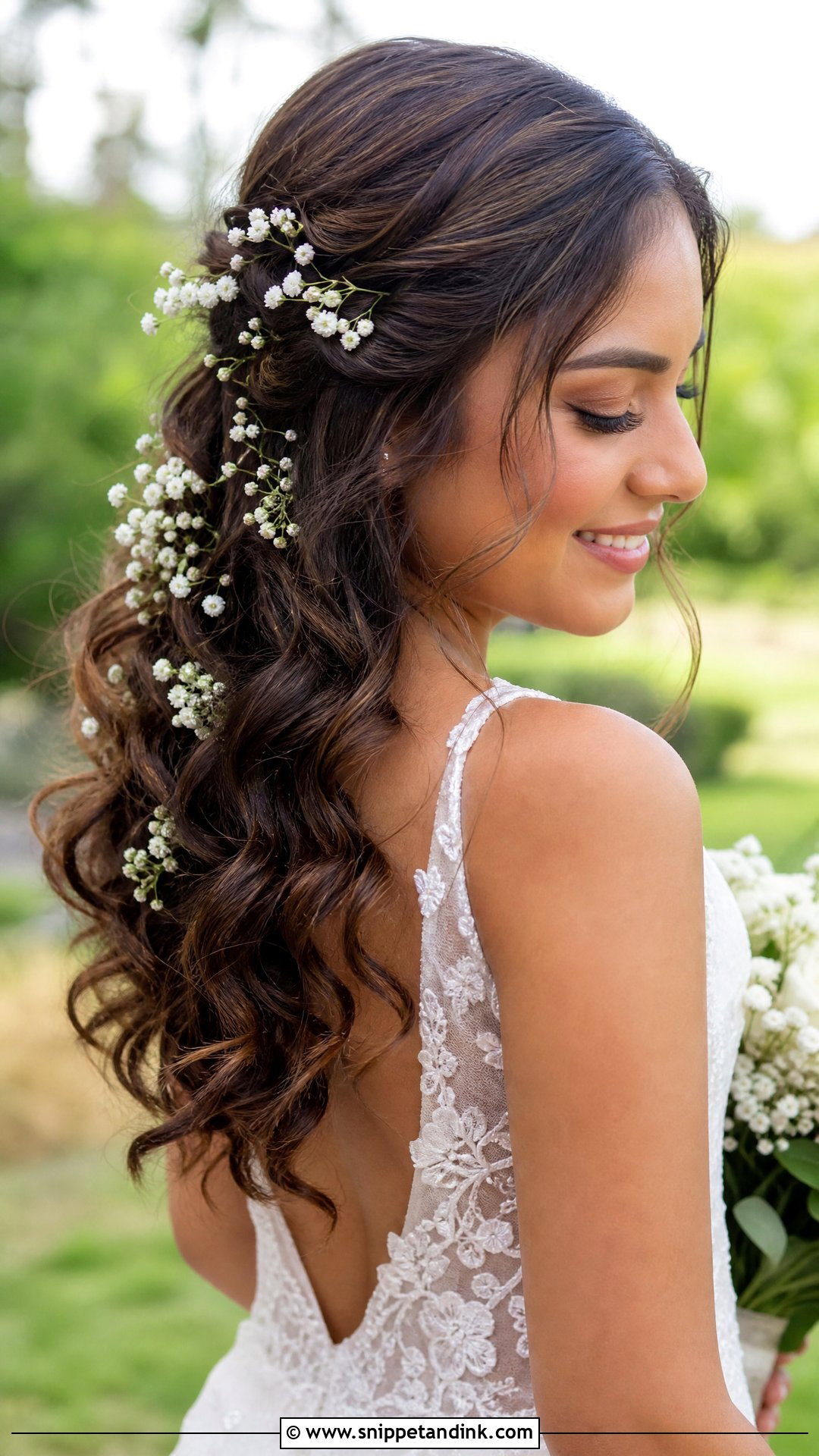 Down Curly Wedding Hair With Flowers - Snippet and Ink - 15 Down Curly Hairstyles for Wedding