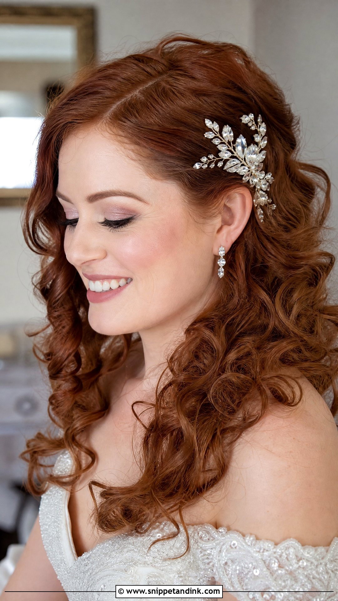 Down Curly Wedding Hair With Hair Comb - Snippet and Ink - 15 Down Curly Hairstyles for Wedding