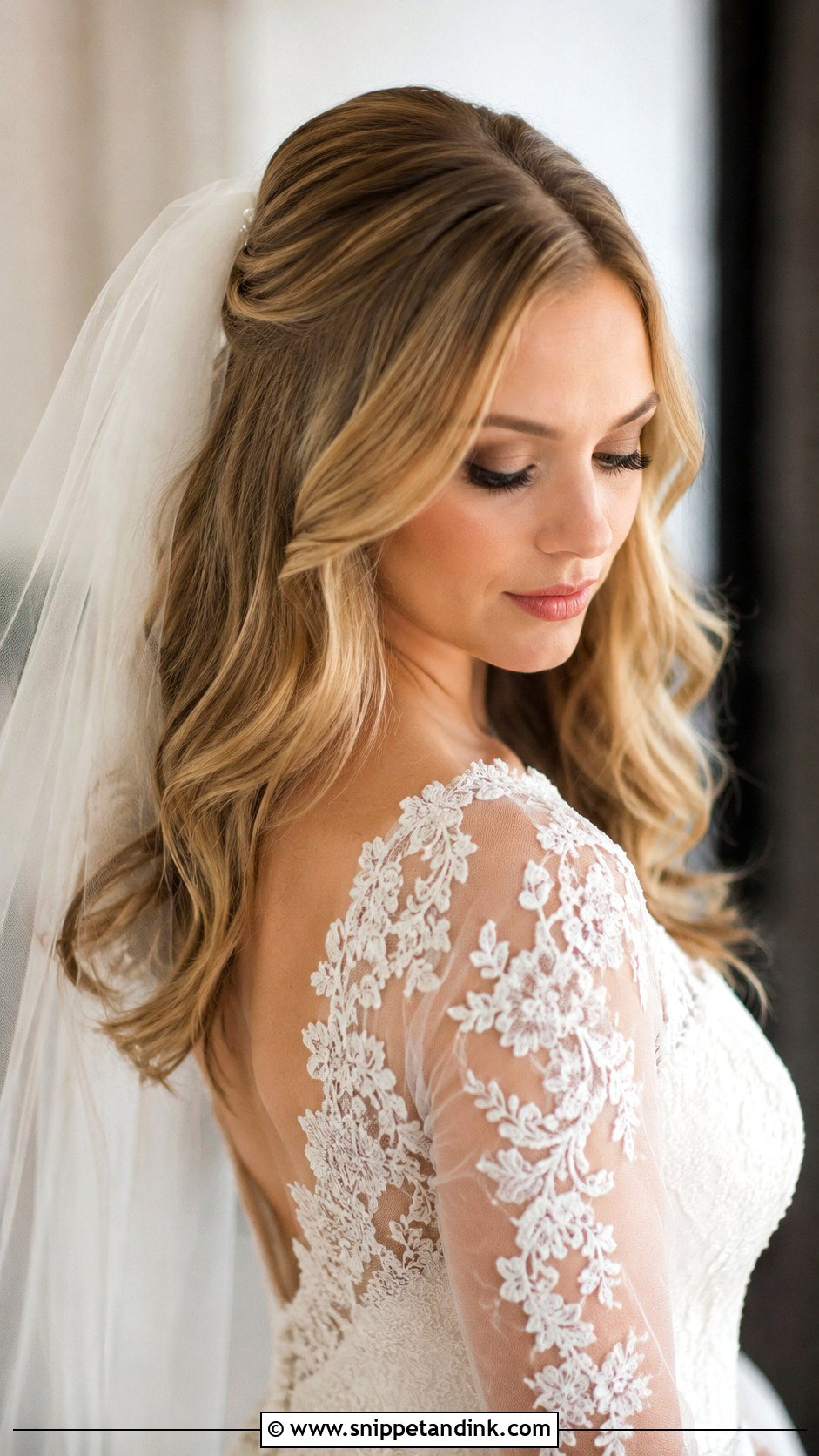 Down Wedding Hair With Veil Medium Length - Snippet and Ink - 15 Wedding Hairstyles Down Medium Length