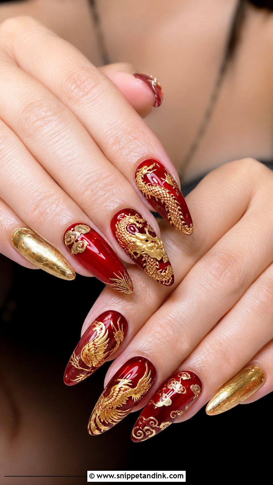Dragon And Phoenix Chinese Wedding Nails - Snippet and Ink - 20 Chinese Wedding Nails