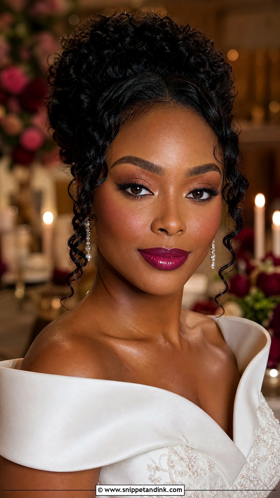Dramatic Bridal Makeup With Berry Lips - Snippet and Ink - 20 Dramatic Bridal Makeup Ideas