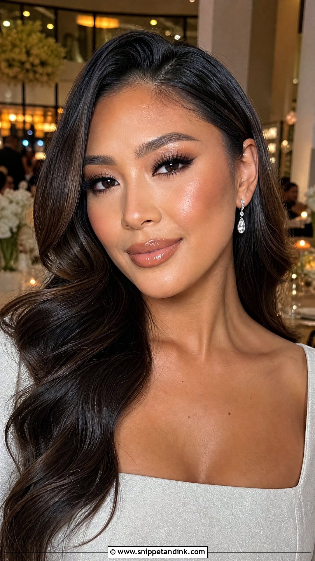 Dramatic Bridal Makeup With Glossy Nude Lip - Snippet and Ink - 20 Dramatic Bridal Makeup Ideas