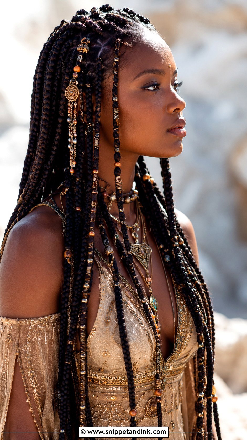 Dramatic Long Braids With Beads - Snippet and Ink - 20 Fantasy Wedding Hair Ideas