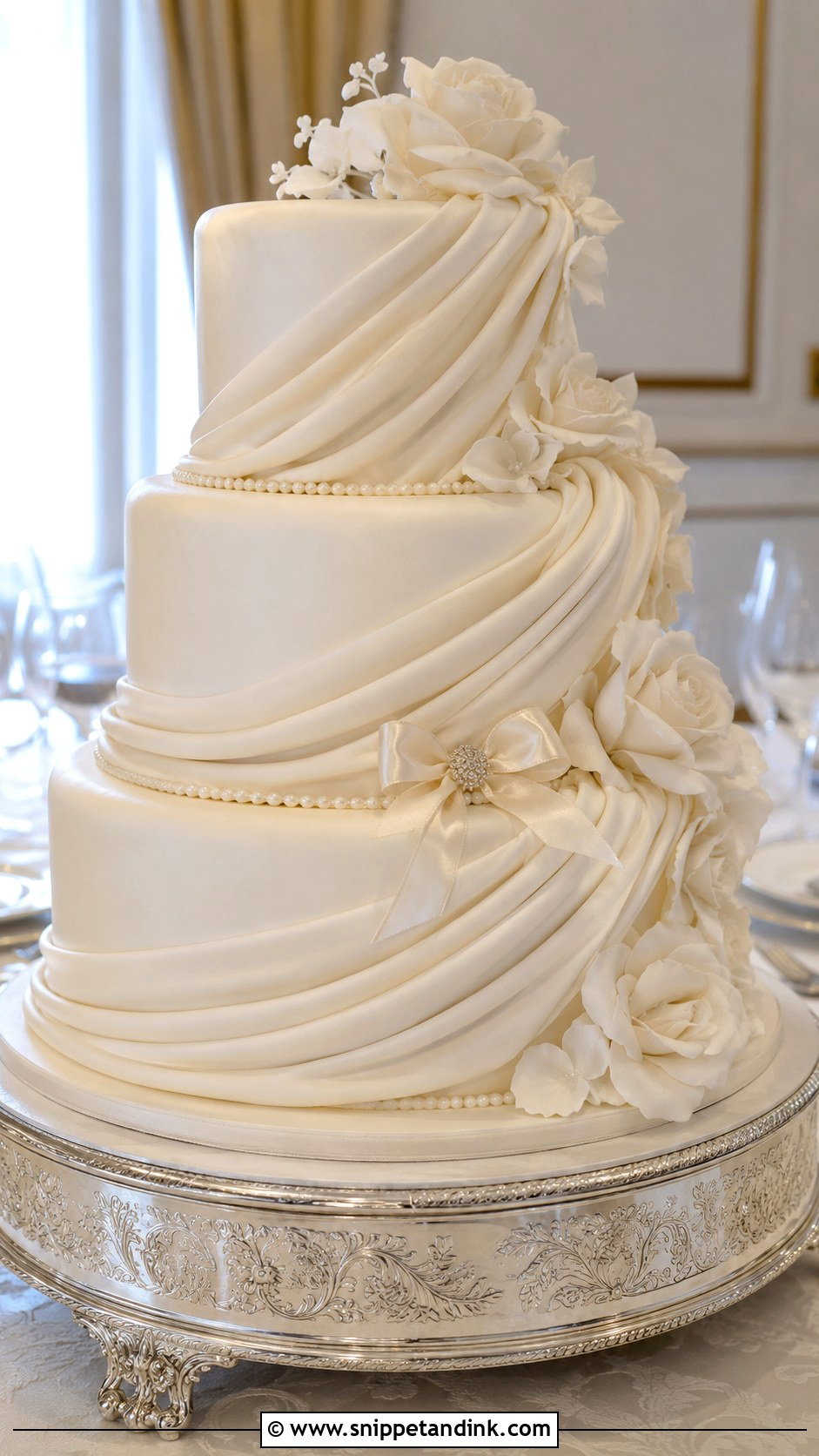 Draped Fondant Wedding Cake - Snippet and Ink - 20 Sophisticated Wedding Cake Ideas