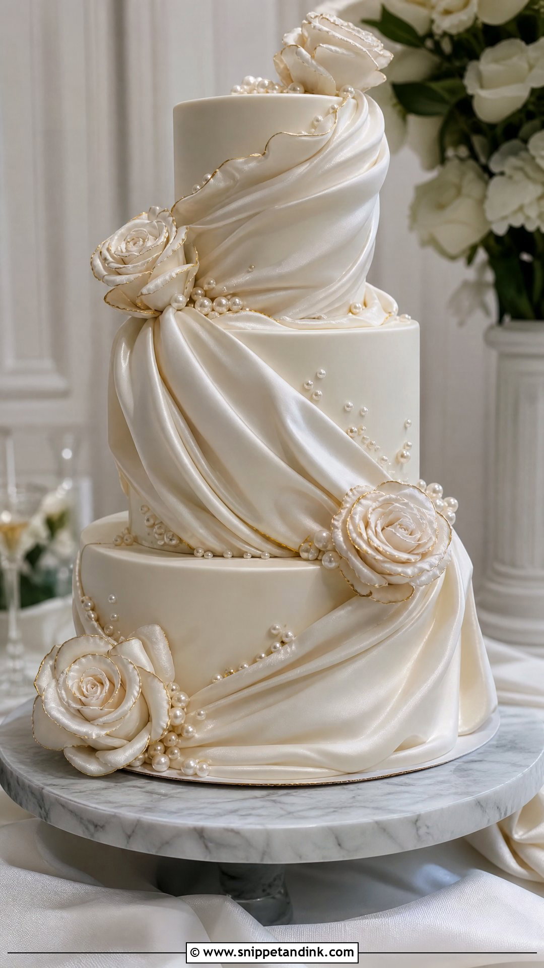 Draped Fondant Wedding Cake - Snippet and Ink - 20 Unique Luxury Wedding Cake Ideas