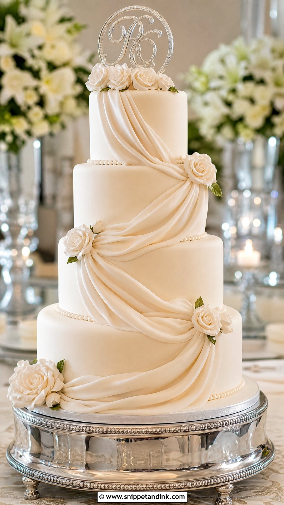 Draped Fondant Wedding Cake - Snippet and Ink - 25 Elegant Unique Classy Wedding Cakes