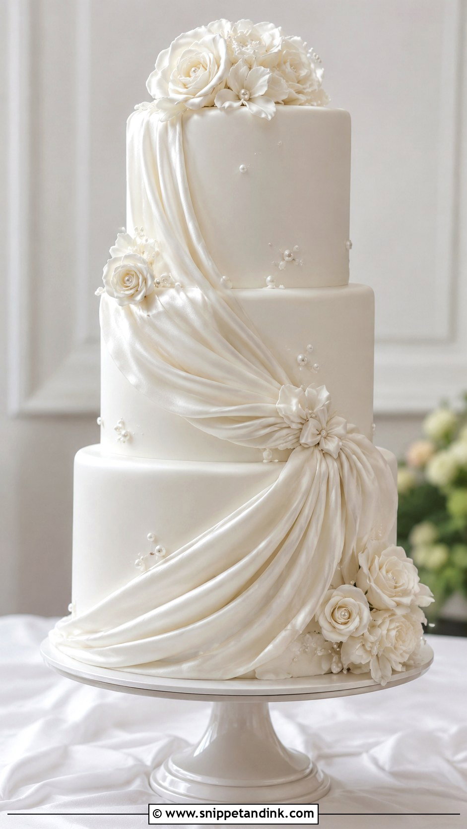 Draped Fondant Wedding Cake - Snippet and Ink - 20 Feminine Cake Ideas for Wedding