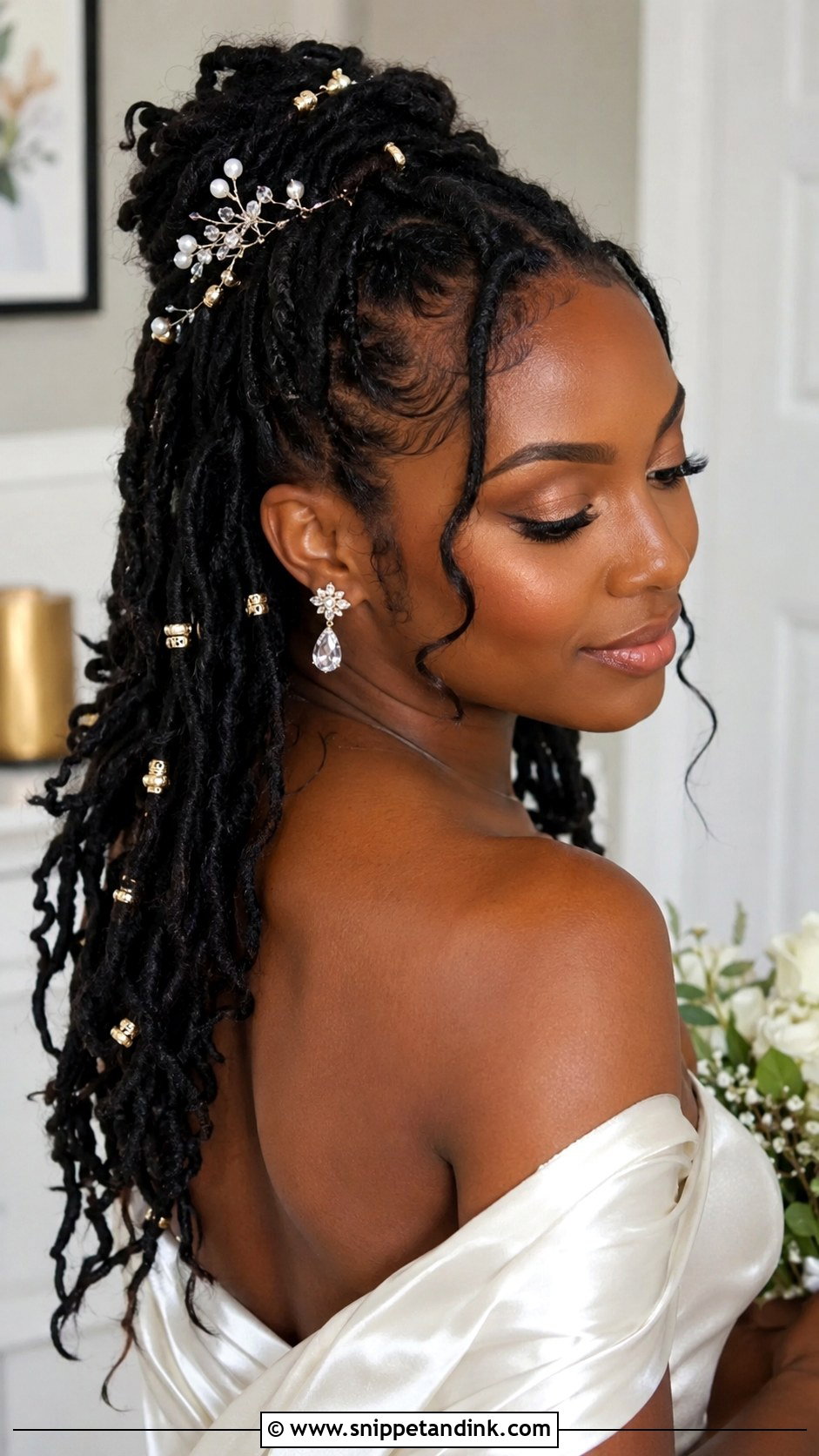Dreadlock Wedding Hairstyle With Hair Jewelry - Snippet and Ink - 20 Dreadlock Wedding Hairstyles Black Women