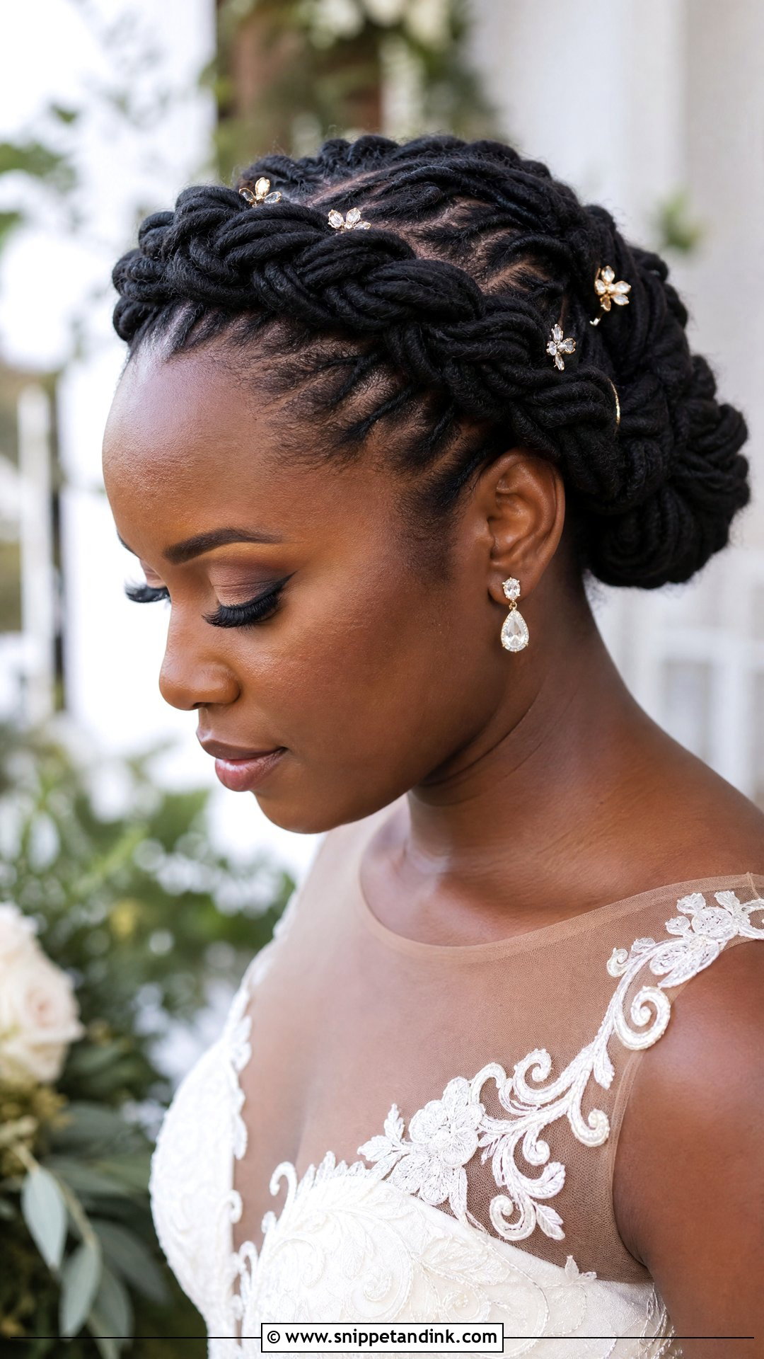 Dreadlocks Crown Braid Wedding Hairstyle - Snippet and Ink - 15 Dreads Dreadlocks Wedding Hairstyles