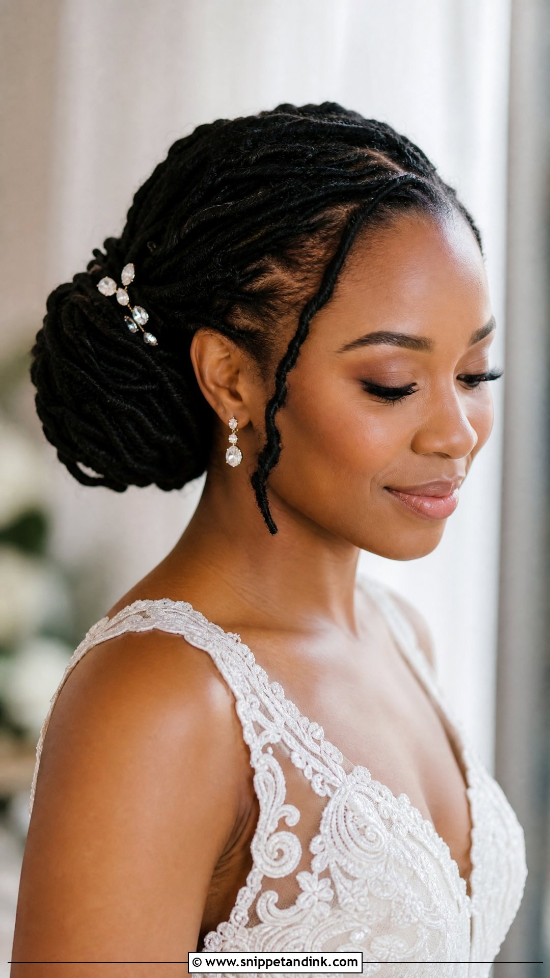Dreadlocks Low Bun Wedding Hairstyle - Snippet and Ink - 15 Dreads Dreadlocks Wedding Hairstyles