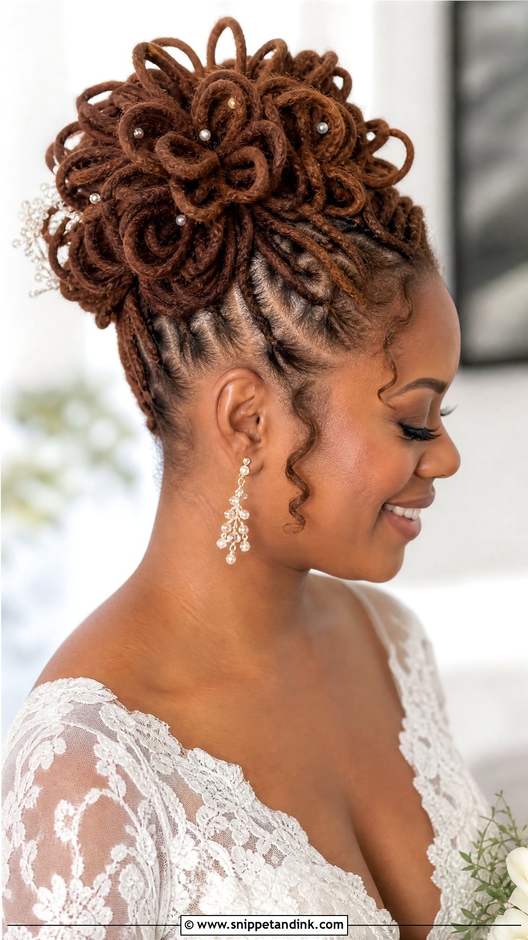 Dreadlocks Petal Bun Wedding Hairstyle - Snippet and Ink - 15 Dreads Dreadlocks Wedding Hairstyles