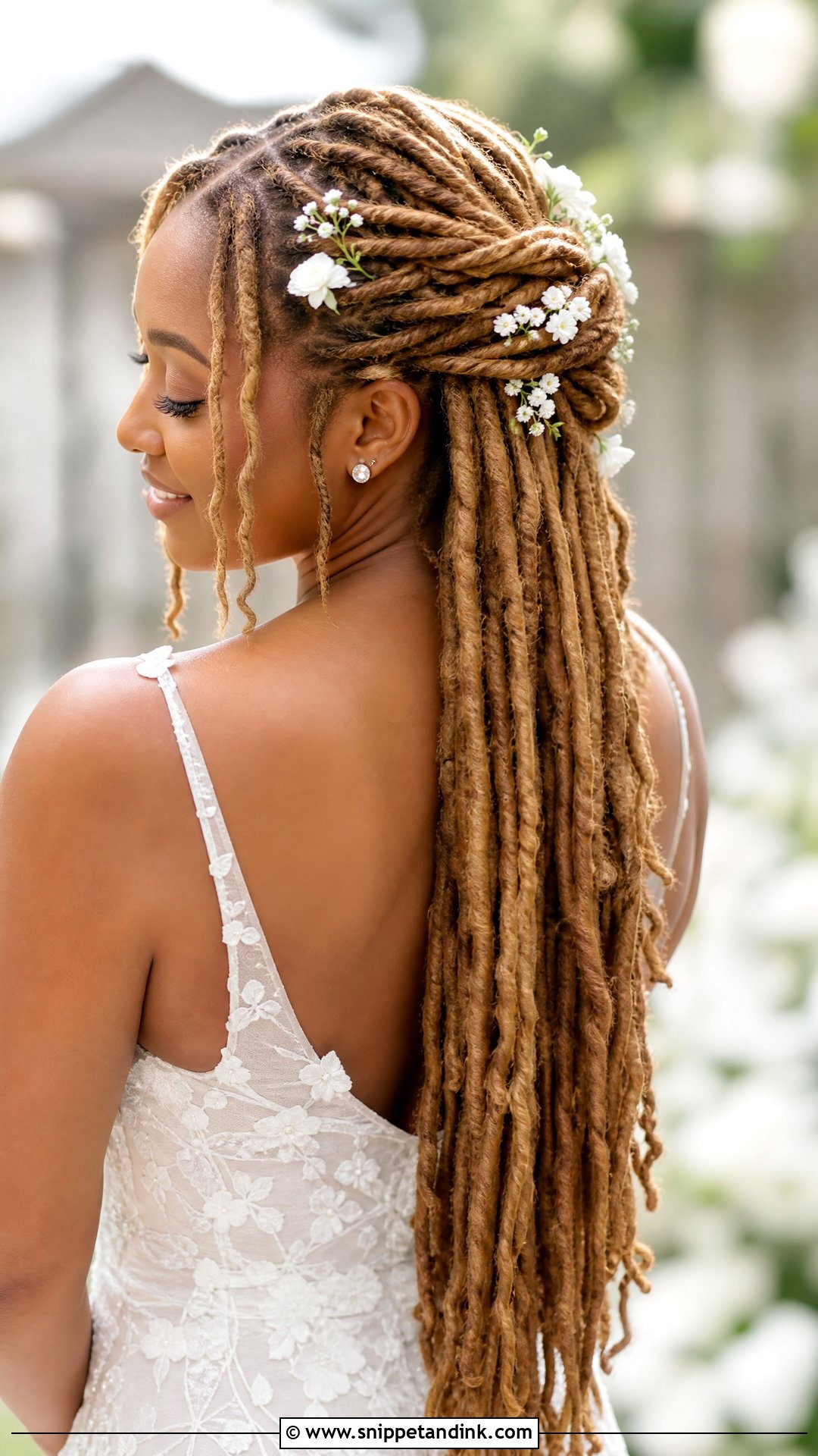 Dreadlocks With Flowers Wedding Hairstyle - Snippet and Ink - 15 Dreads Dreadlocks Wedding Hairstyles