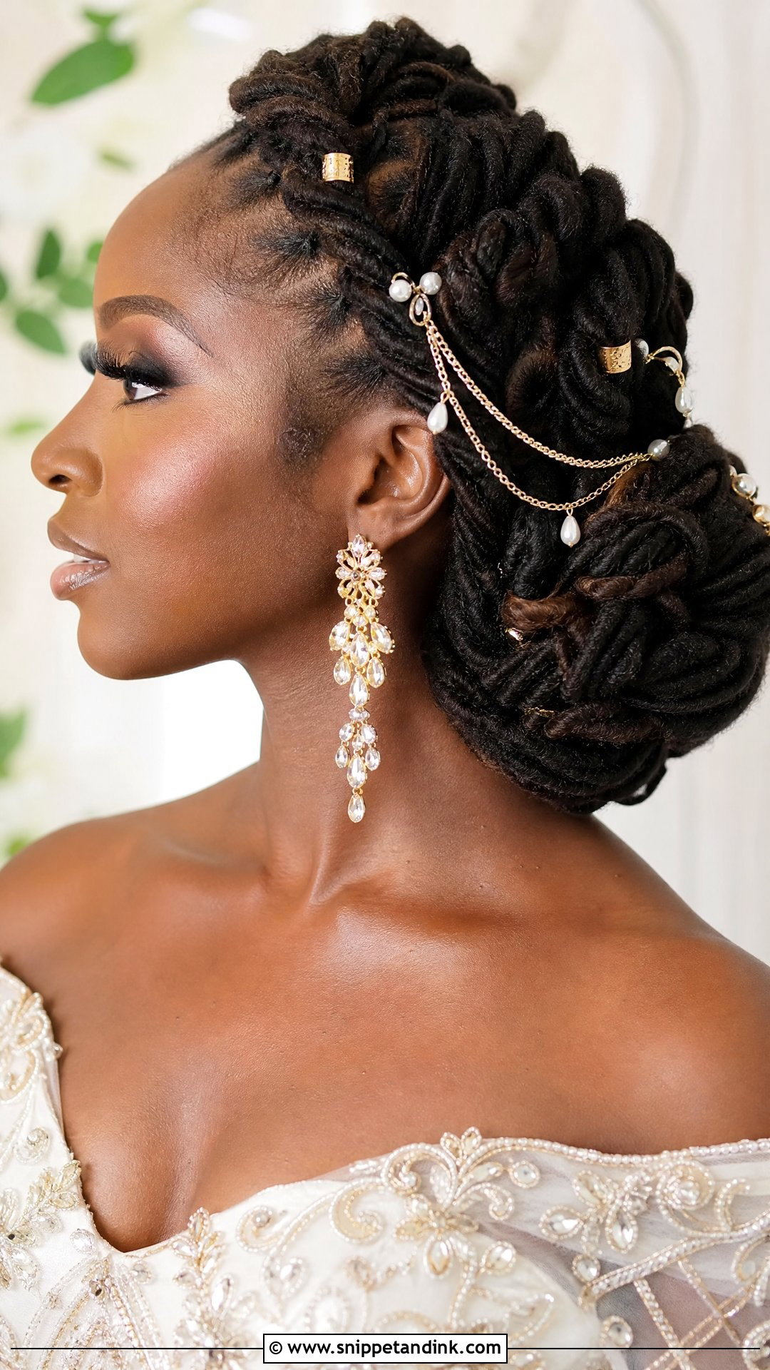 Dreadlocks With Hair Jewelry Wedding Hairstyle - Snippet and Ink - 15 Dreads Dreadlocks Wedding Hairstyles
