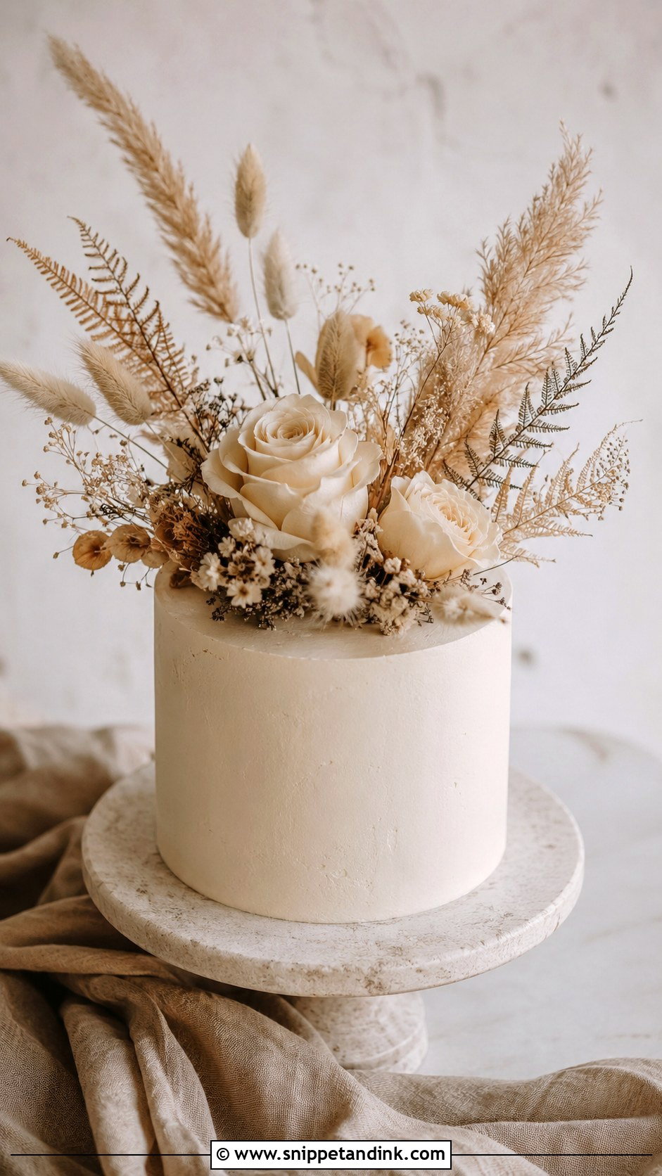 Dried Flower Wedding Cake Top - Snippet and Ink - 25 Wedding Cake Tops