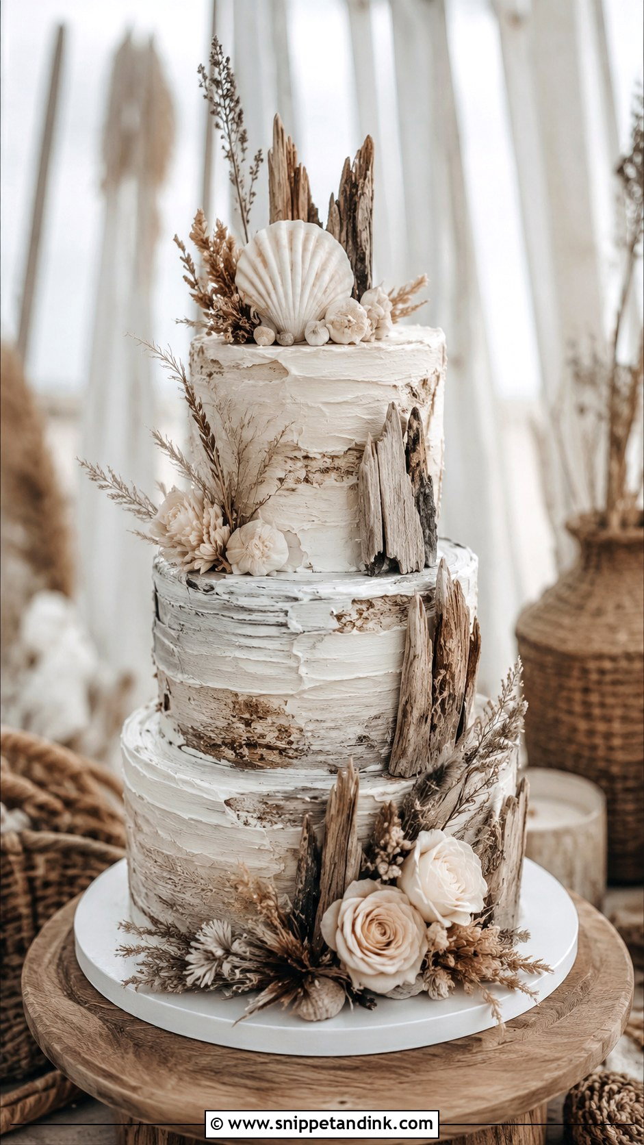 Driftwood Beach Wedding Cake - Snippet and Ink - 20 Beach Wedding Cake Ideas