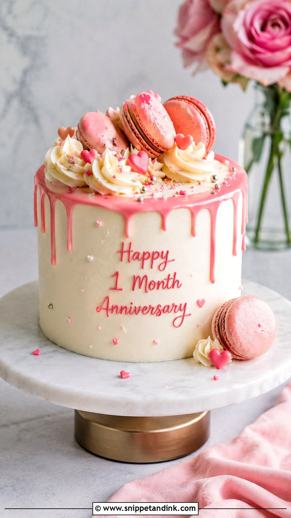 Drip 1 Month Anniversary Cake - Snippet and Ink - 20 1st Month Anniversary Cake Ideas
