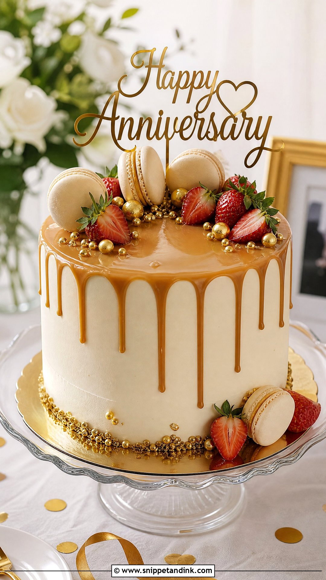 Drip Anniversary Cake - Snippet and Ink - 25 Happy Wedding Anniversary Cake Ideas