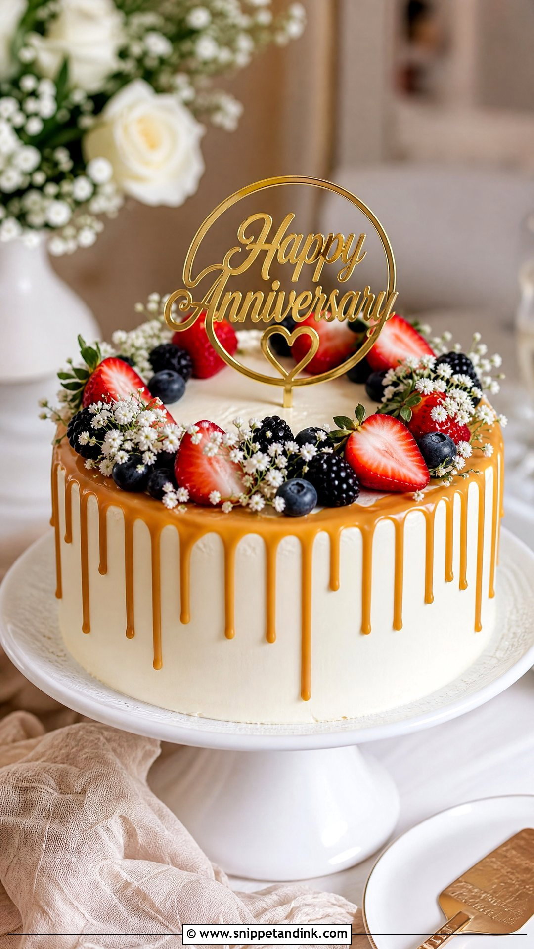 Drip Anniversary Cake - Snippet and Ink - 25 Simple Anniversary Cake Ideas