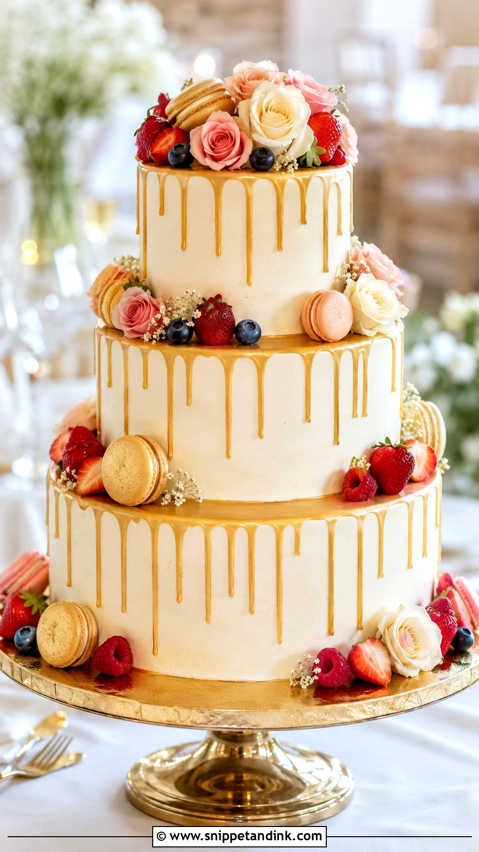Drip Tiered Wedding Cake - Snippet and Ink - 30 Tiered Wedding Cake Ideas