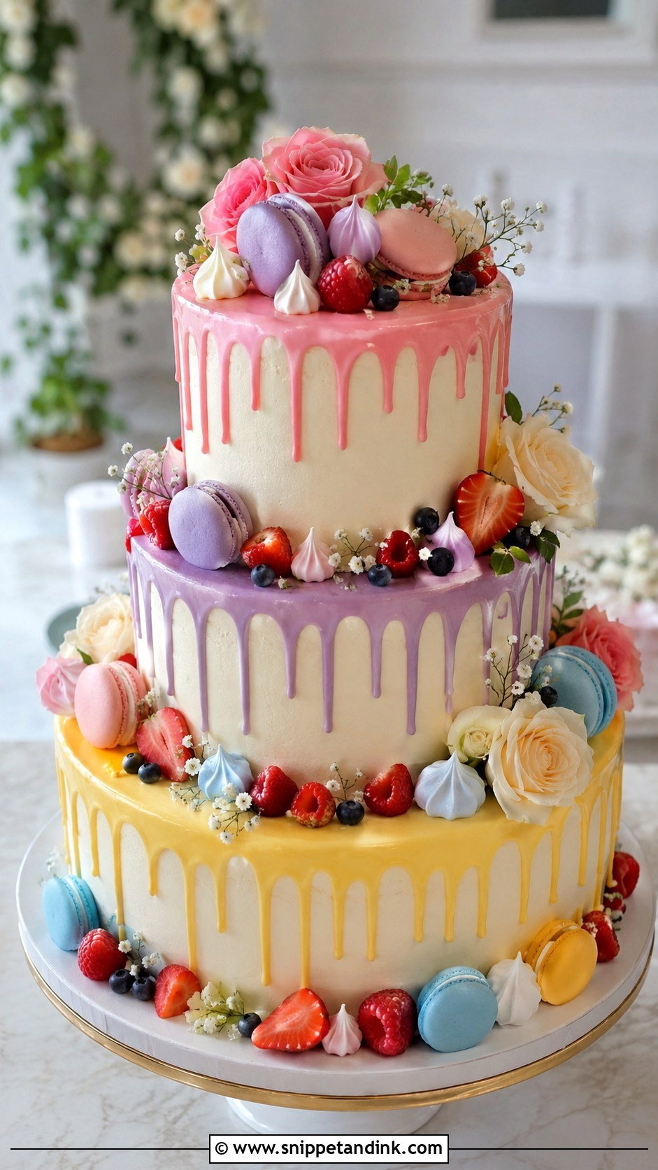 Drip Wedding Cake - Snippet and Ink - 20 Multi Color Cake Ideas for Wedding